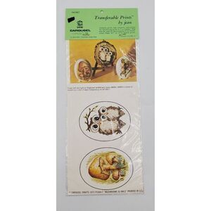 Vintage Carousel Crafts Print For Poly Dome Framing Decoupage Mushrooms & Owls